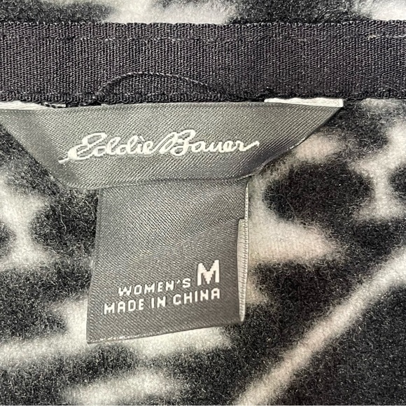 Eddie Bauer Quarter Zip Fleece Pullover Black and White size Medium - Picture 7 of 12